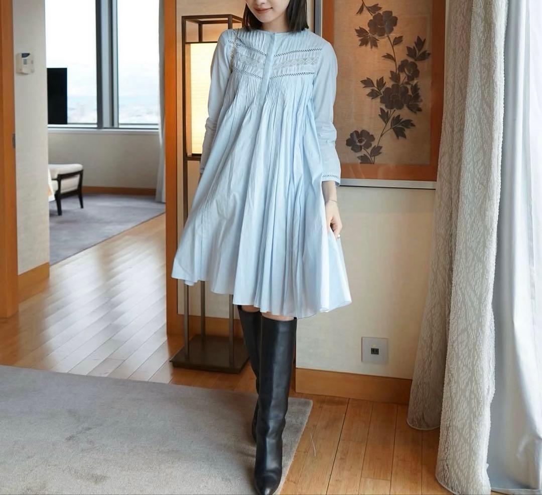 L’AUBE BLANC Pin-tuck Lace Mini Dress