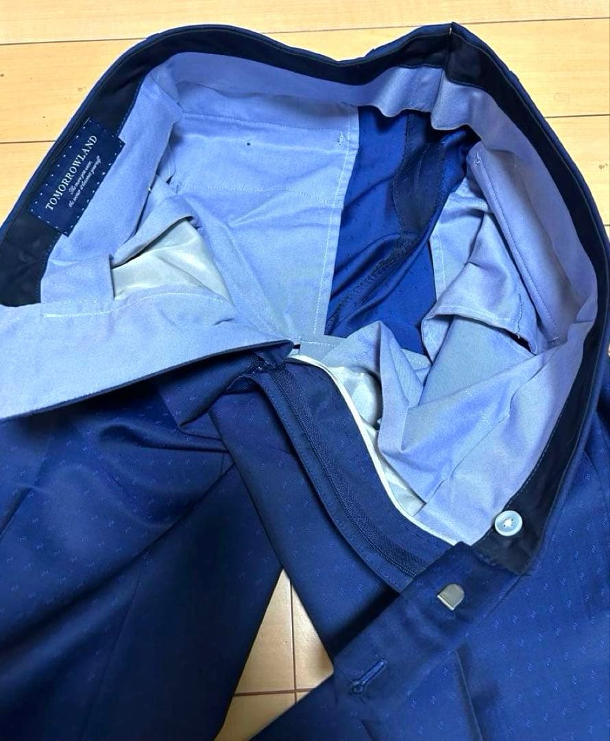 トゥモローランド・イタリア・カノニコ製オーダースーツ・ドビー柄 ネイビー