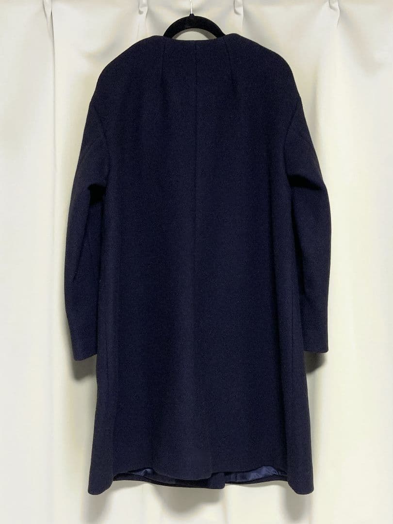 美品 ソフトメルトン Aライン コート ノーカラーコート