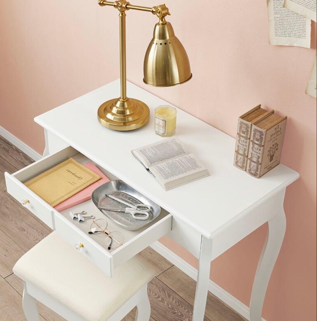 姫系★猫脚ホワイトデスク 幅80cm デスク単品