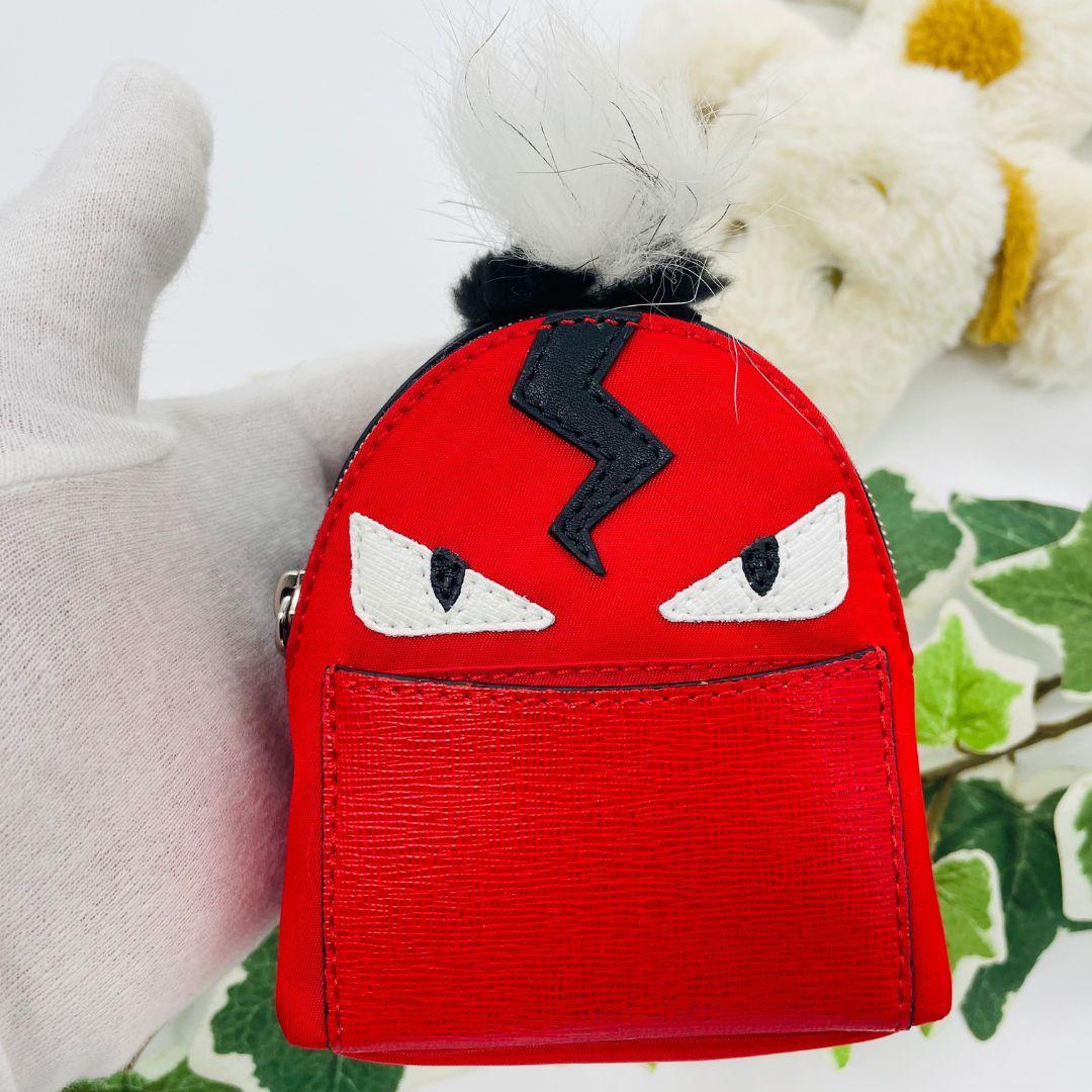 FENDI フェンディ モンスター　バグズ　リュック チャーム レッド レザー