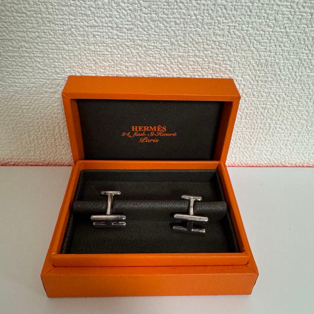 HERMES シルバー カフリンクス 専用ボックス付き