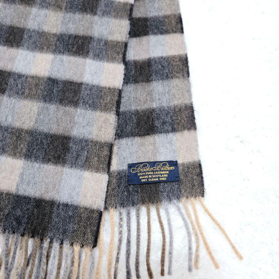 美品 Brooks Brothers 英国製 カシミヤ マフラー チェック 高級