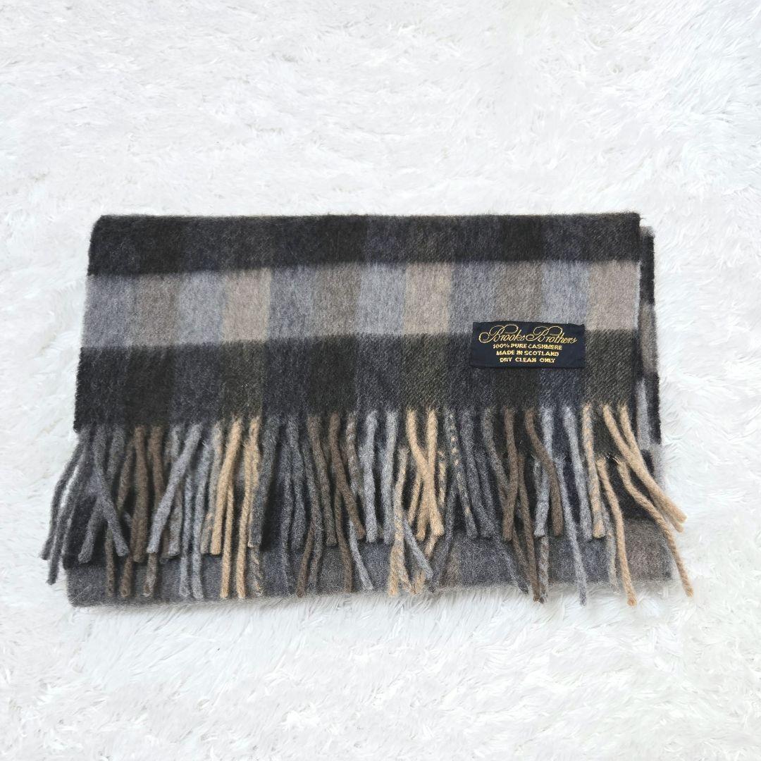 美品 Brooks Brothers 英国製 カシミヤ マフラー チェック 高級
