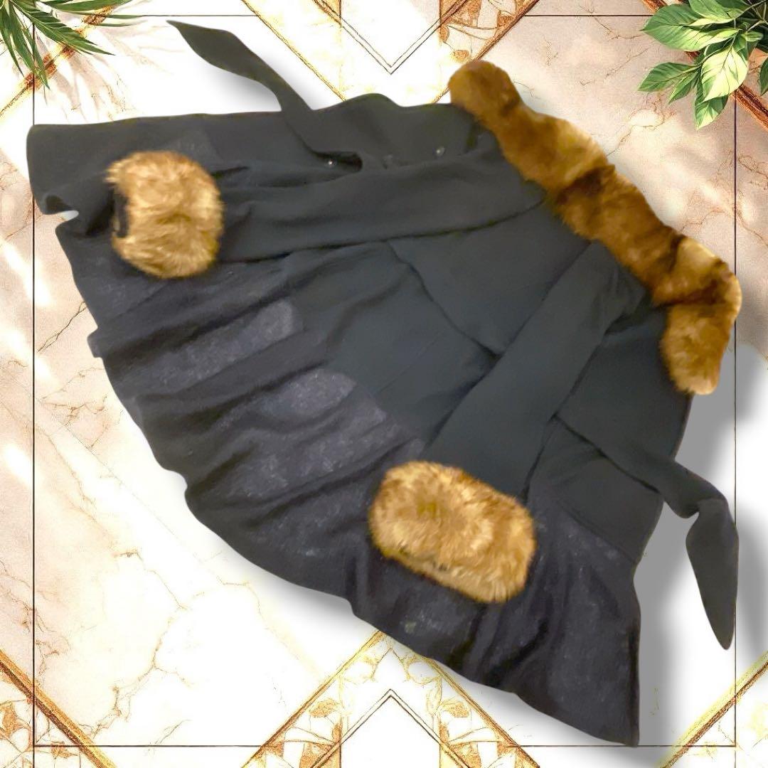 YUKI TORII ロングコート　ベルト　キッドモヘヤ　フォックス　濃紺　M