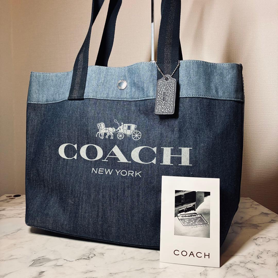 バッグ COACH tote bag denim shoulder bag 91131