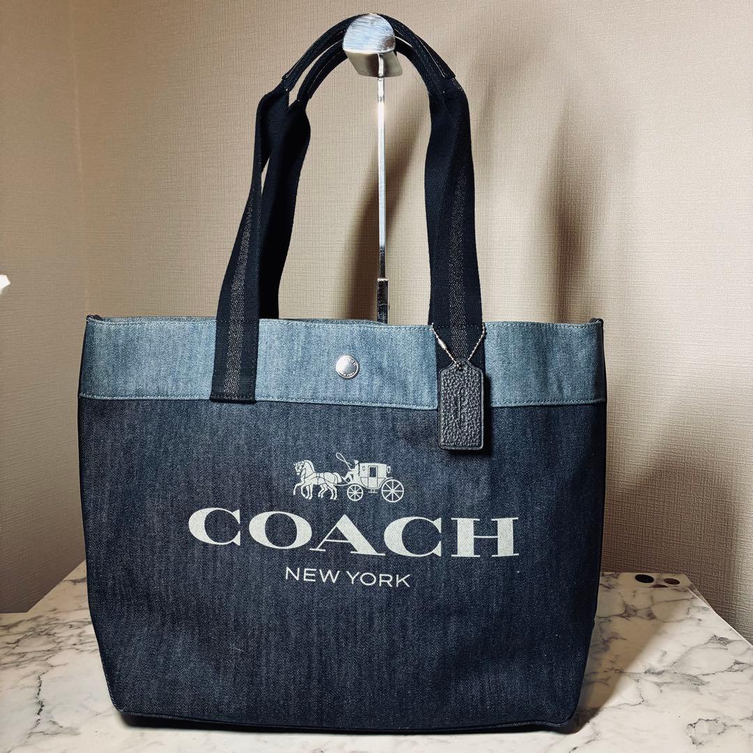 バッグ COACH tote bag denim shoulder bag 91131