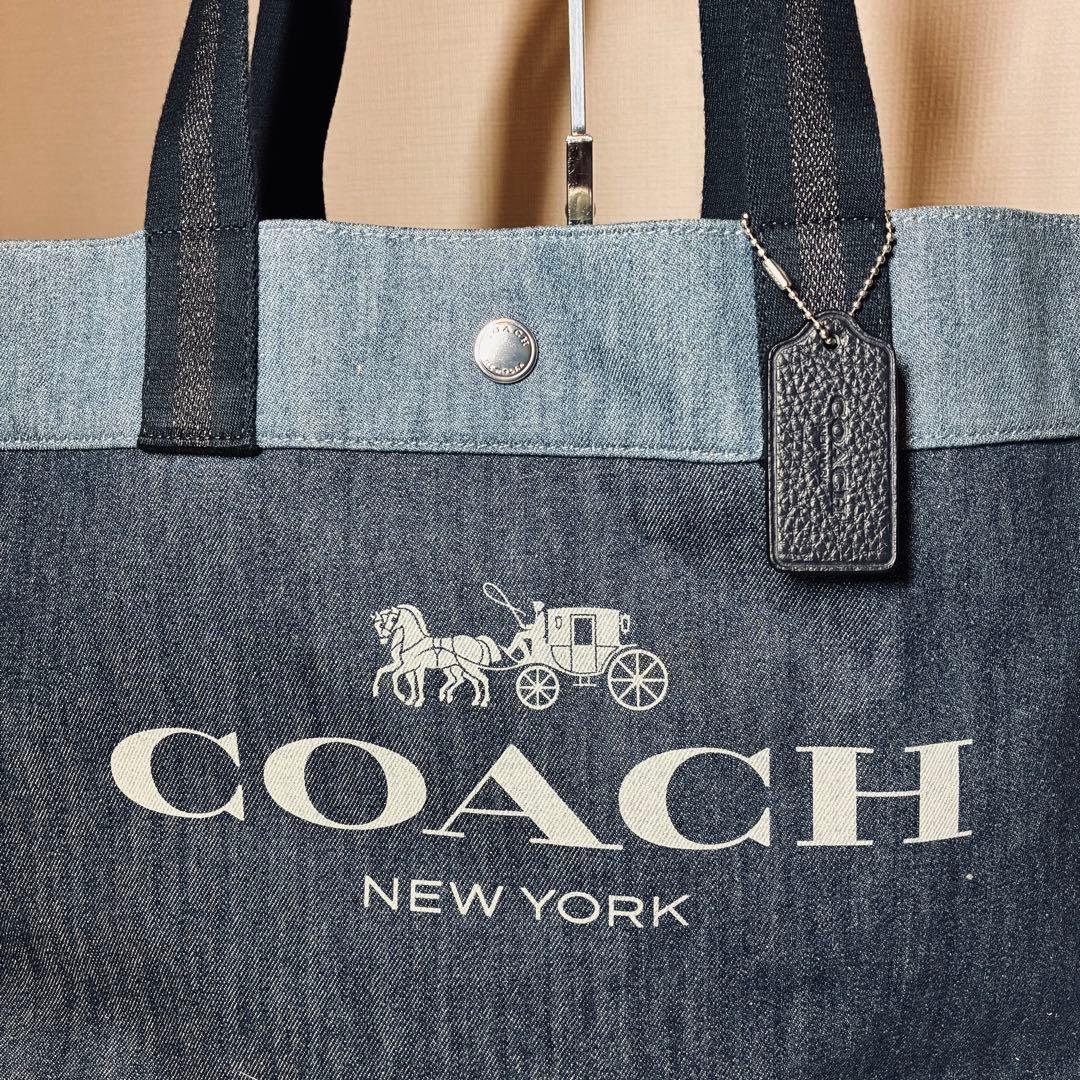 バッグ COACH tote bag denim shoulder bag 91131