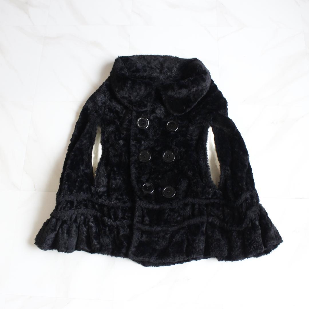 LIMI feu ファーポンチョコート Sサイズ ブラック パイル ダブルボタン