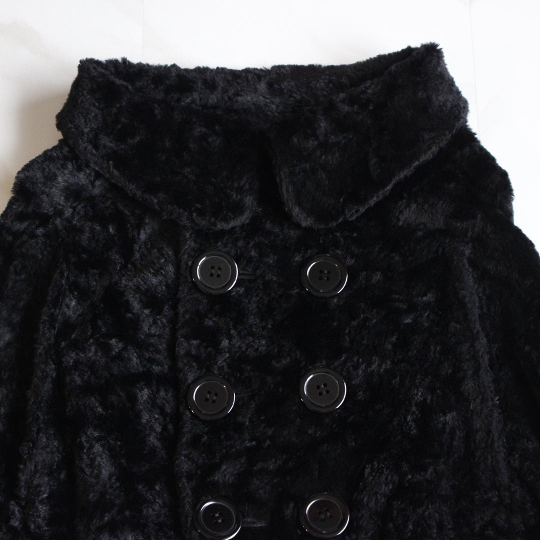 LIMI feu ファーポンチョコート Sサイズ ブラック パイル ダブルボタン