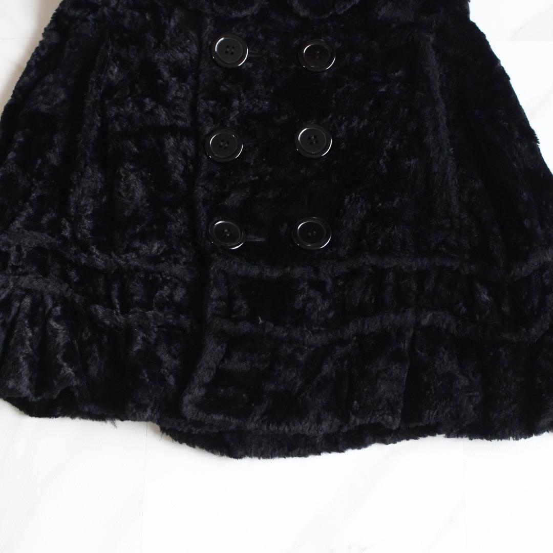 LIMI feu ファーポンチョコート Sサイズ ブラック パイル ダブルボタン