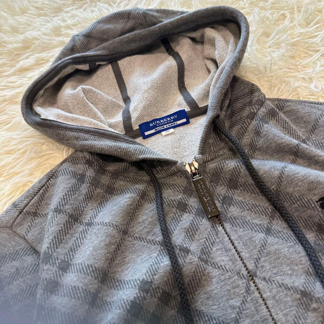 Burberry パーカー グレー チェック ロゴ