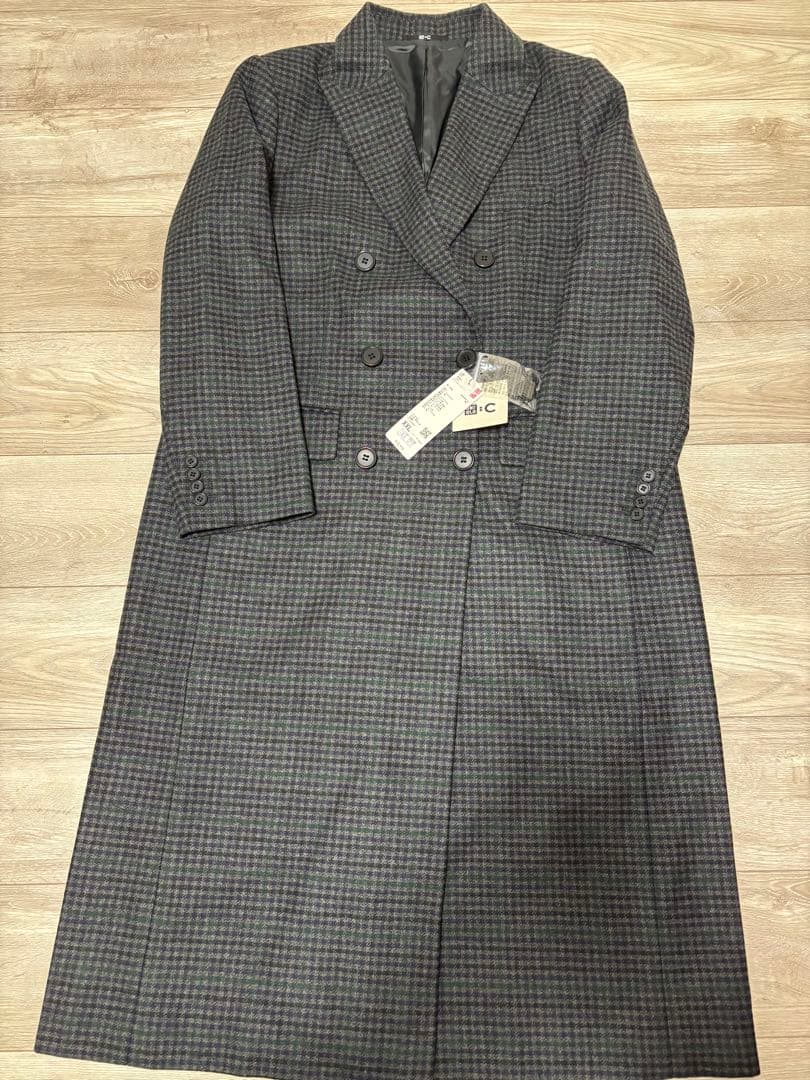 【定価￥12,900】ユニクロC ダブルロングコート グレー XXL