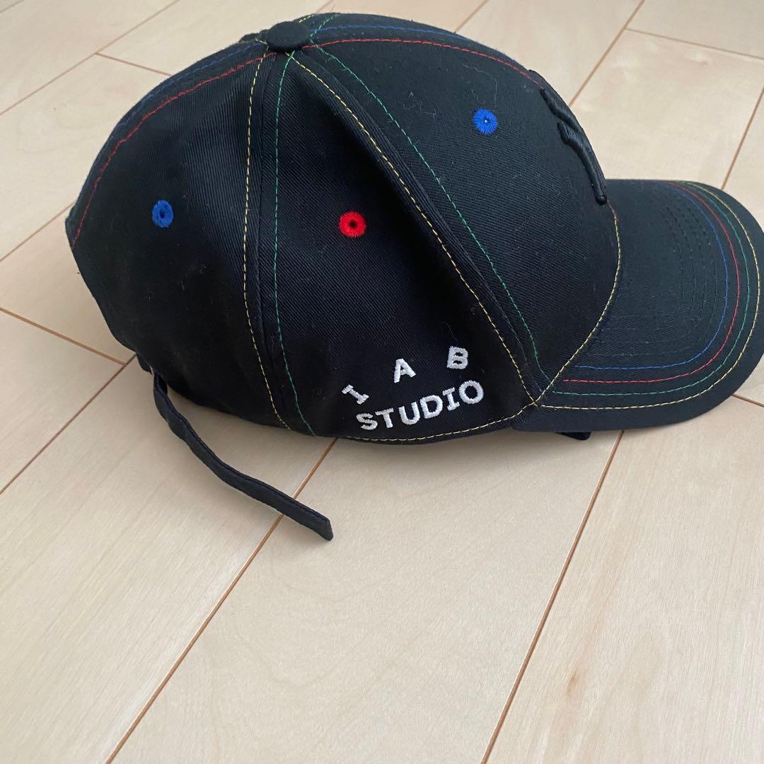 IAB STUDIO キャップ 黒 カラフルステッチ