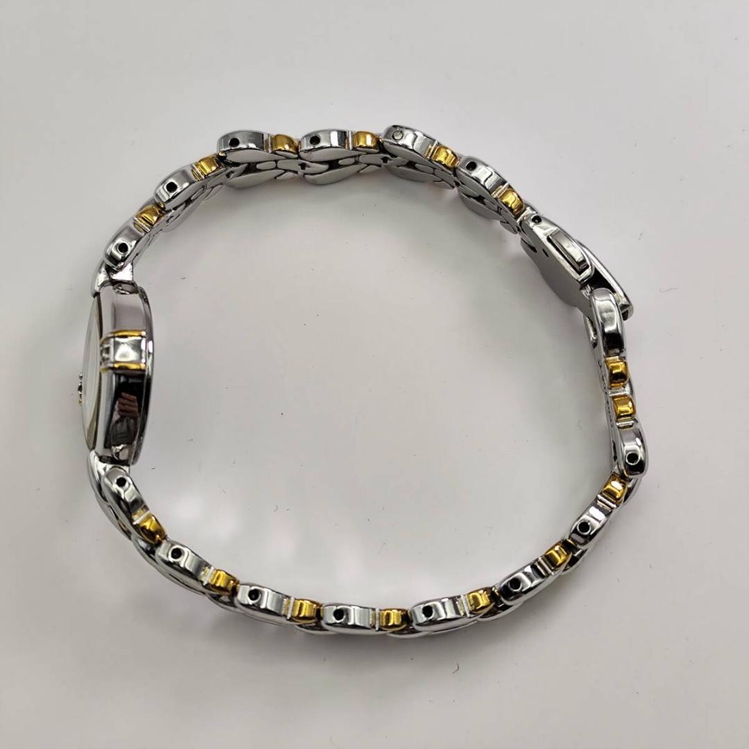 稼働希少美品 セイコー エクセリーヌ 2Pダイヤ シェル文字盤 ゴールドシルバー