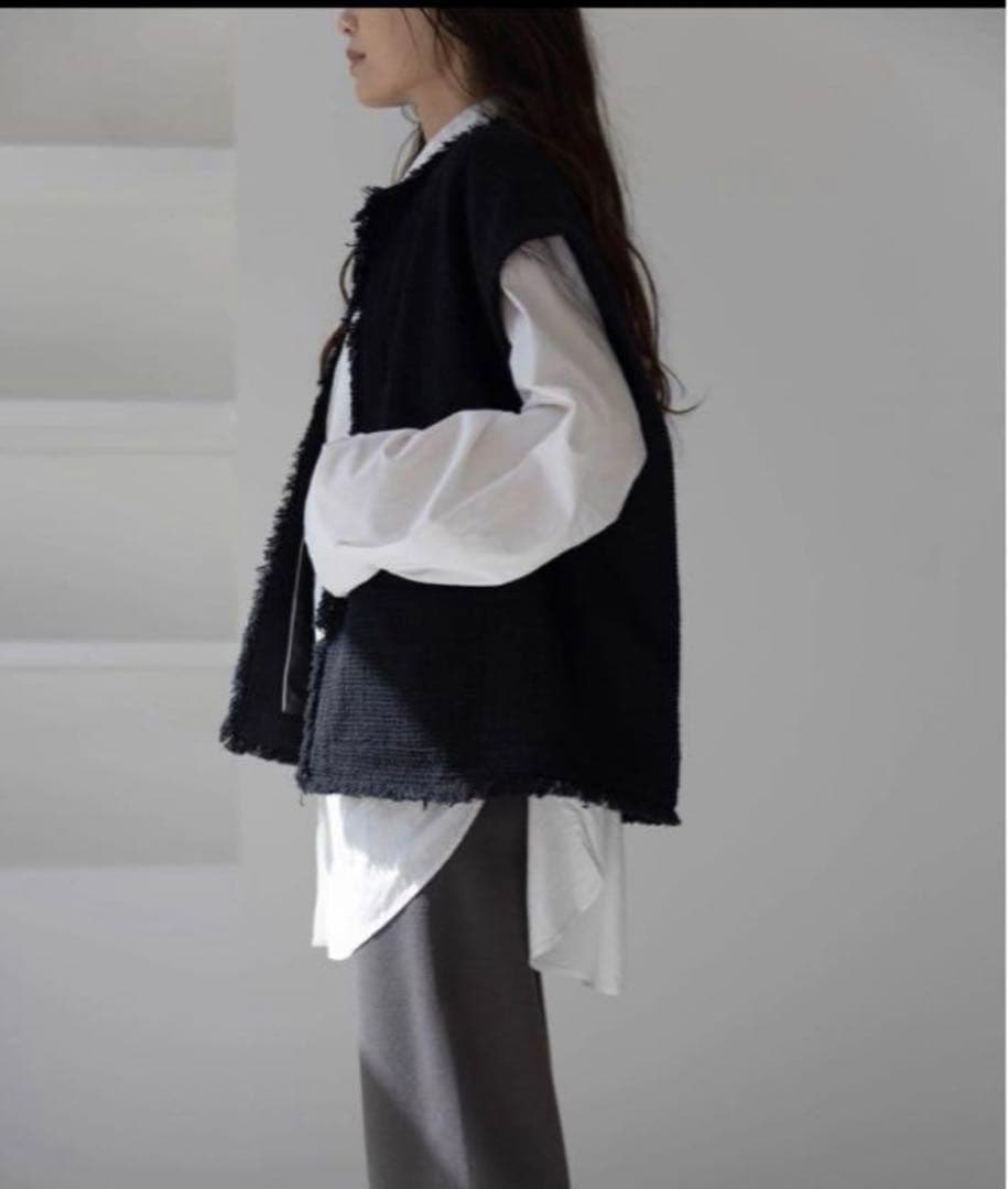 na.e Novel Tweed Vest_black ツイードベスト