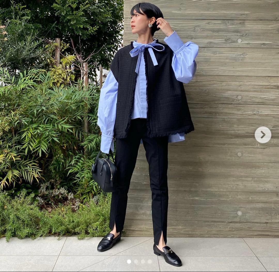 na.e Novel Tweed Vest_black ツイードベスト