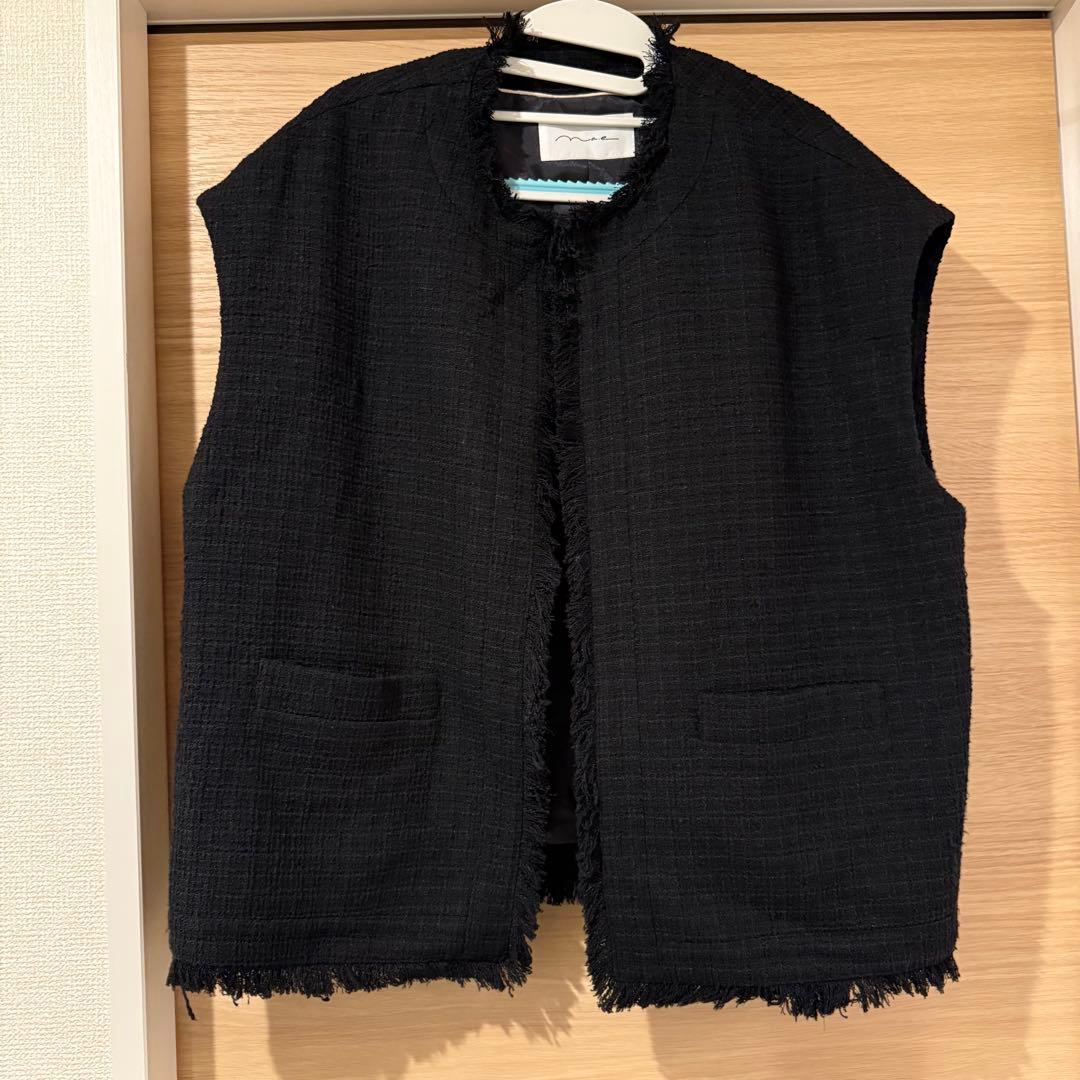 na.e Novel Tweed Vest_black ツイードベスト
