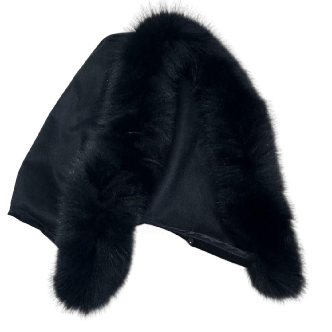 ほぼ新品✨SAGA　FURS　カシミヤ　100　ケープ　ポンチョ　フォックス　黒