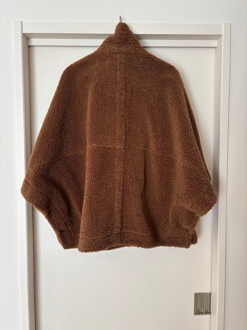 ボアポンチョコート　ブラウン