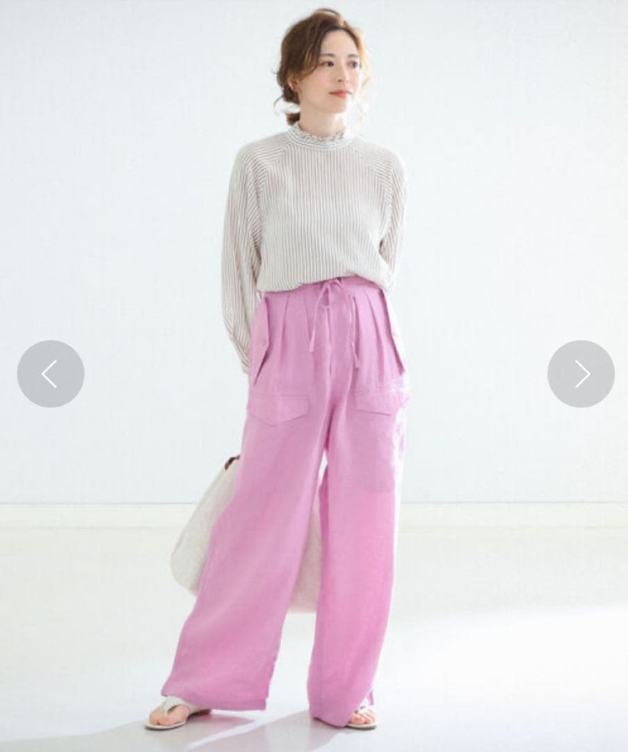 【未使用】ティッカ リネン カーゴパンツ ミリタリーパンツ ピンク 洗える