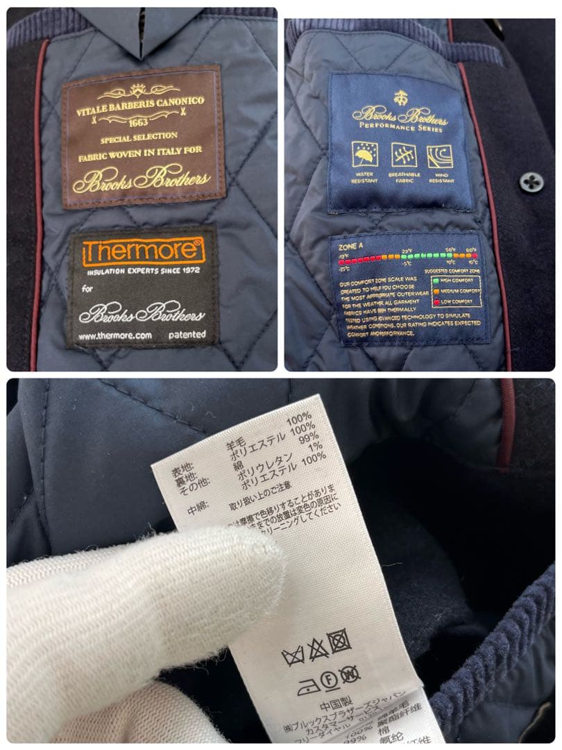 ブルックスブラザーズ　ピーコート　カノニコ　ジャケット　サーモア　ネイビー　S