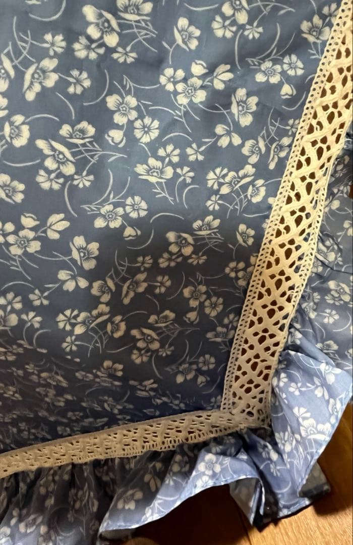 美品！！　ポロラルフローレン　楽折　遮光　晴雨兼用傘　水色花柄フリル日傘