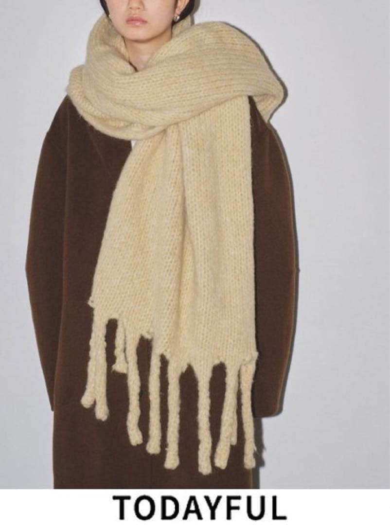 【todayful】Brashed Volume Stole クリーム