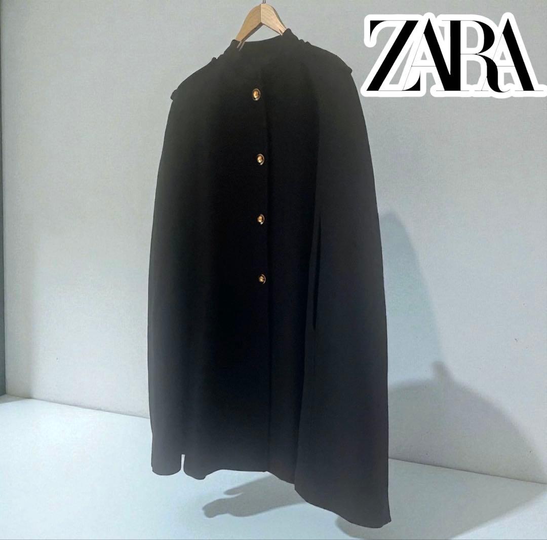 【新品未使用】ZARA ザラ ケープ コート ブラック M マント