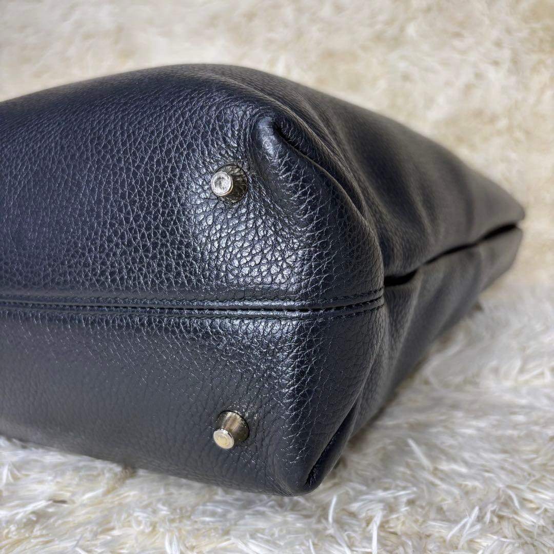 【極美品】フルラ　トートバッグ　シボ革　レザー　A4 エッセンシャル　ブラック