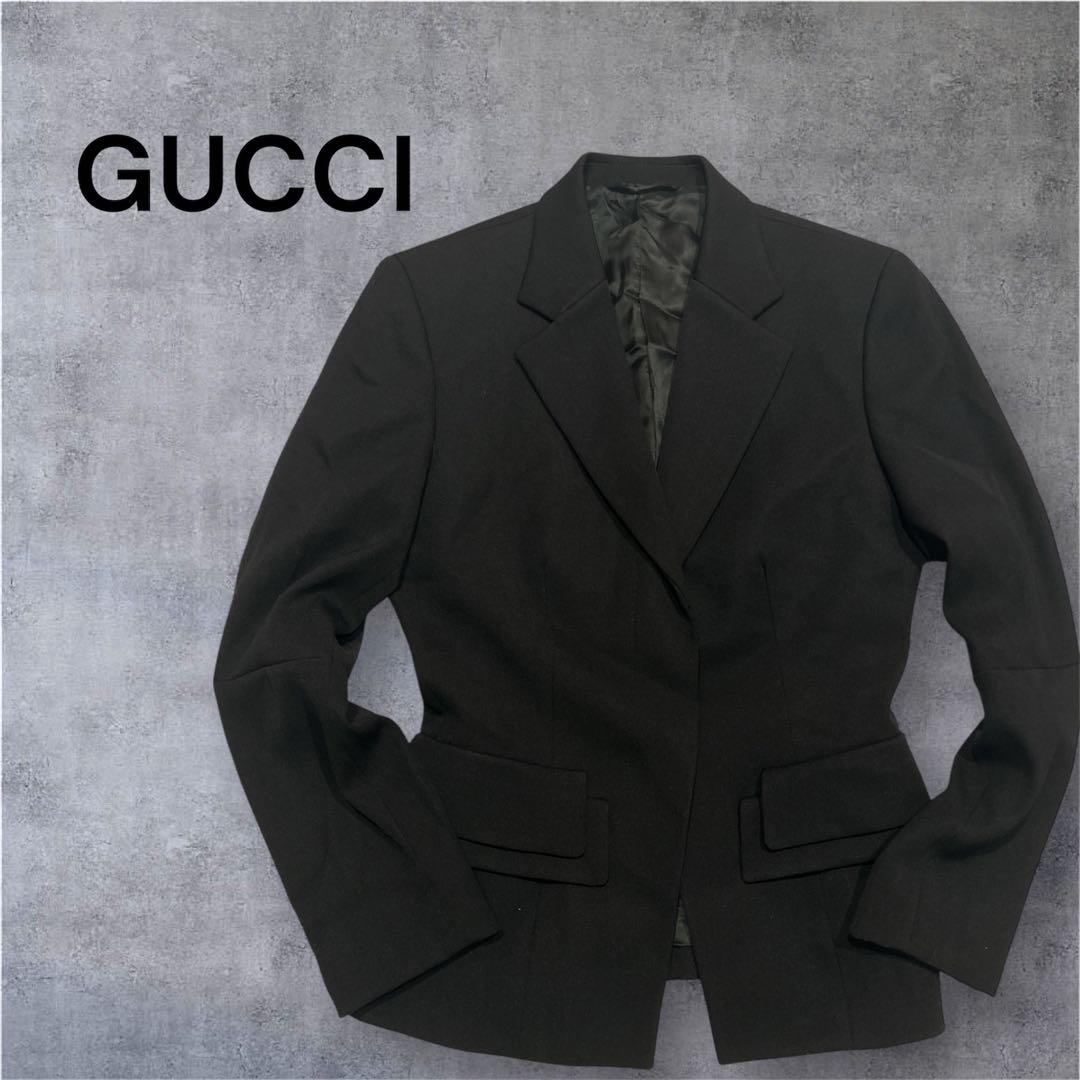 GUCCI テーラードジャケット　ブラック　38 ウール100% ダブルポケット