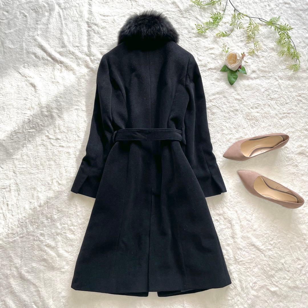 組曲 クミキョク フォックスファー アンゴラ ロングコート Aライン 比翼ボタン