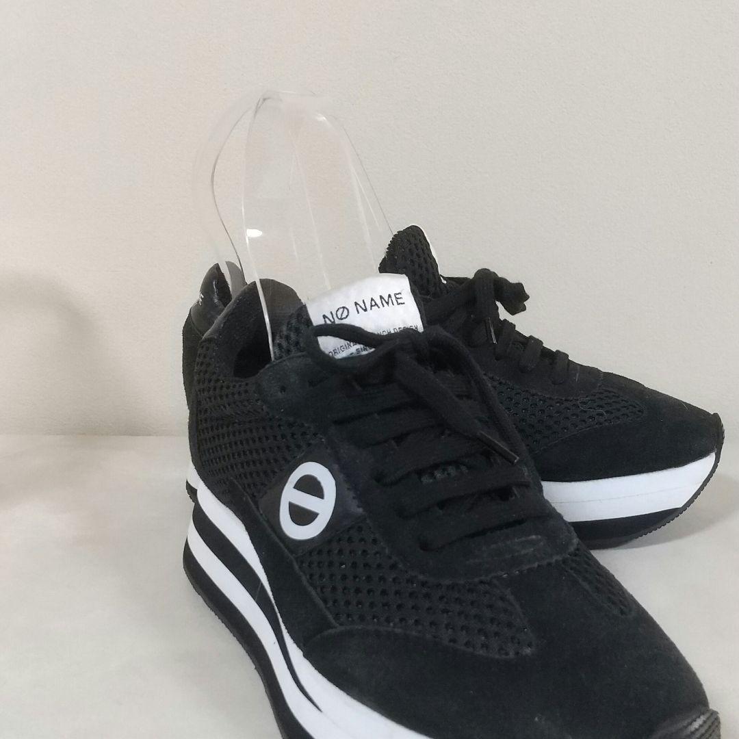 美品❣　NO NAME　フレックスМジョーカー　厚底 　スニーカー　白　黒　38