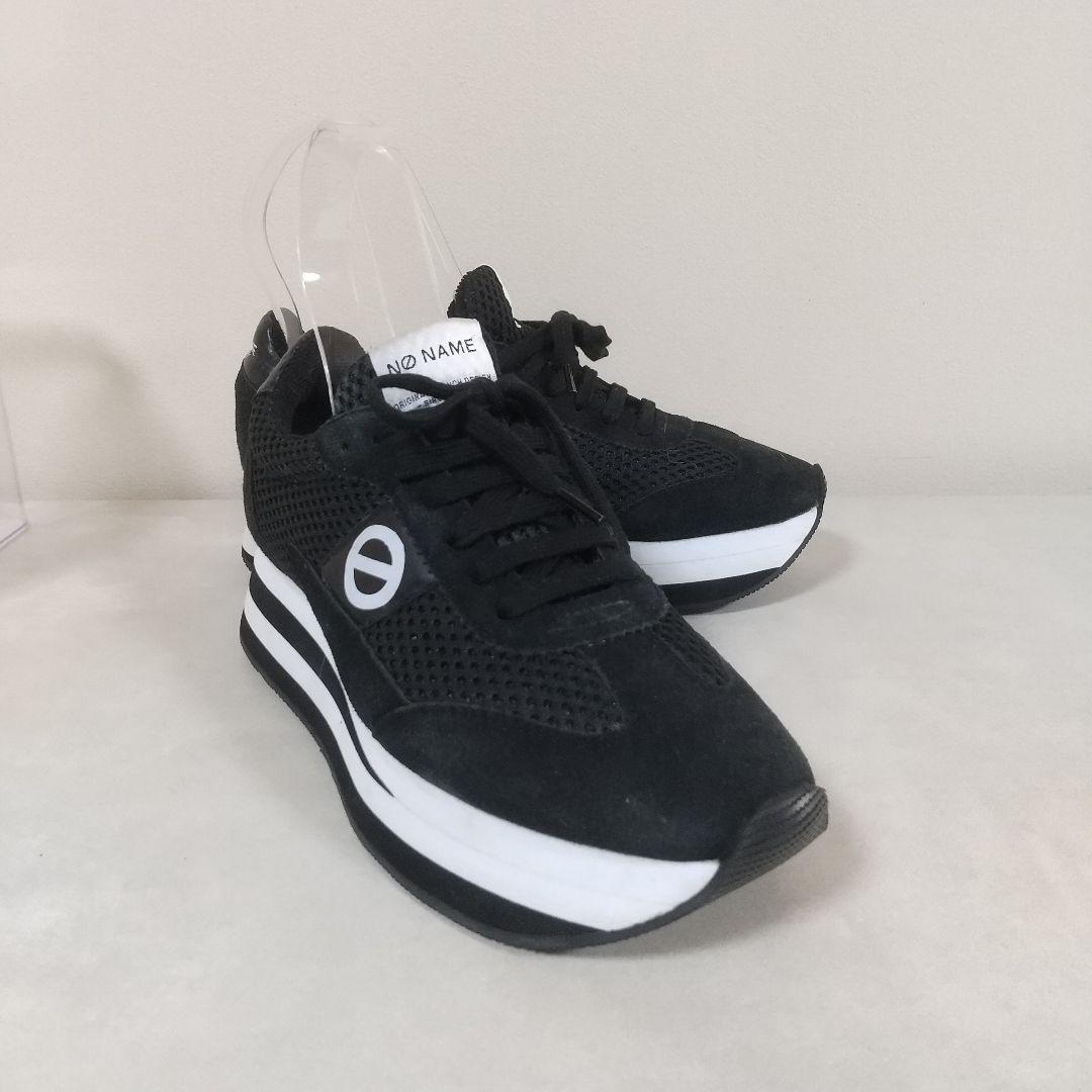 美品❣　NO NAME　フレックスМジョーカー　厚底 　スニーカー　白　黒　38