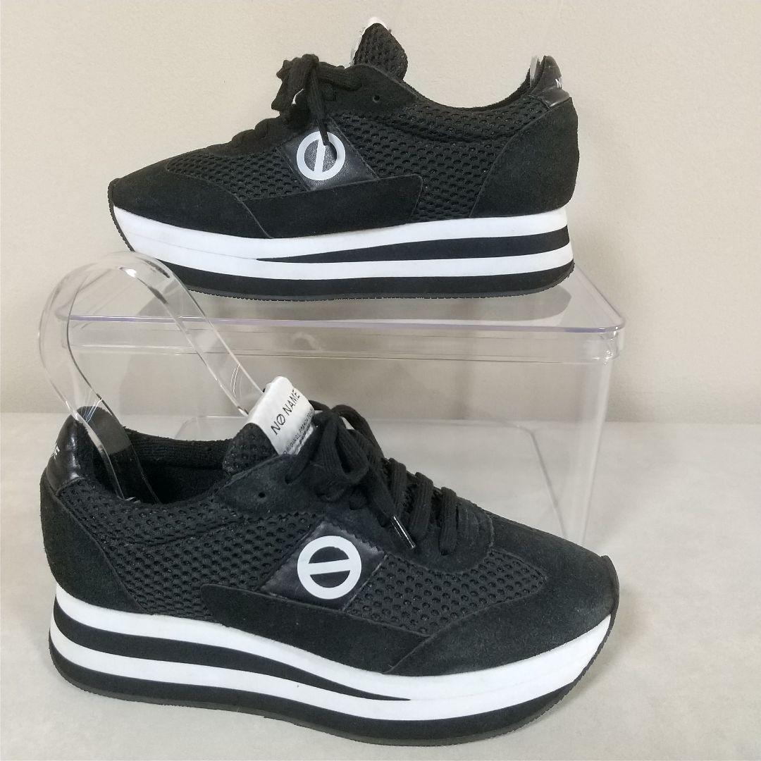 美品❣　NO NAME　フレックスМジョーカー　厚底 　スニーカー　白　黒　38