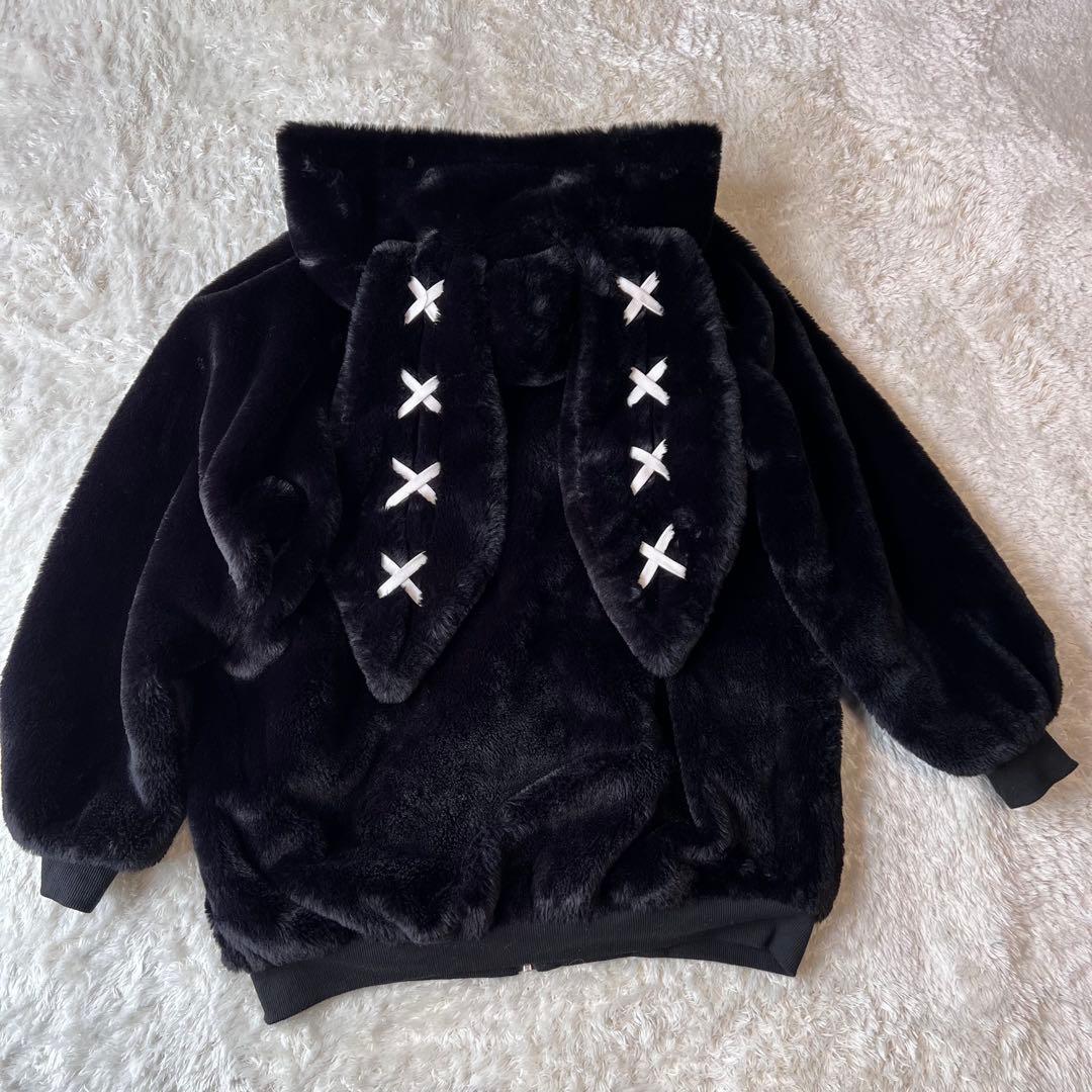 REFLEM うさ耳BIGファーパーカー ブラック