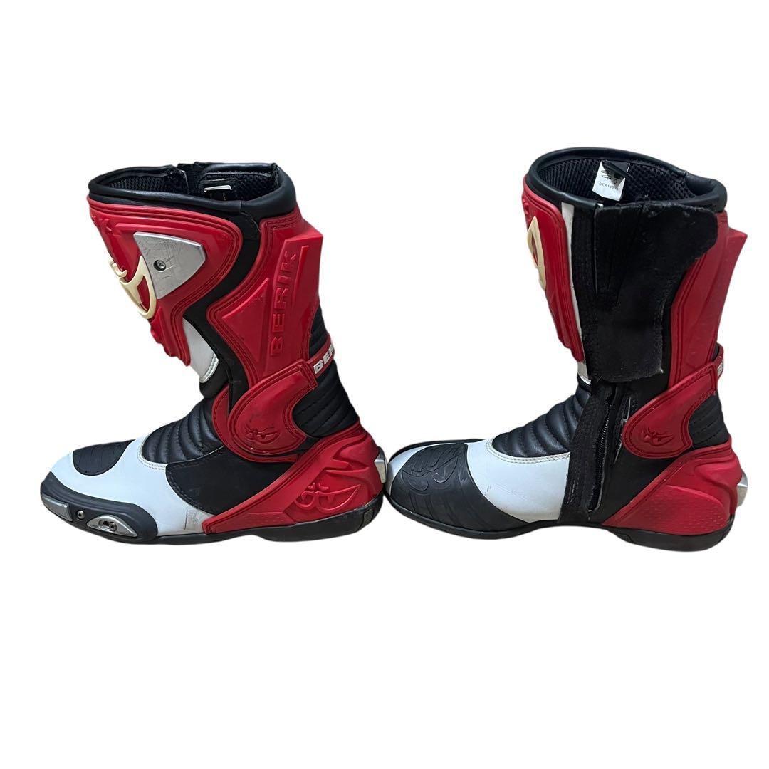 【良品】BERIK バイク用ブーツ レッド／ブラック 40size