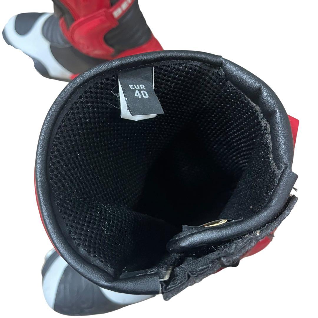 【良品】BERIK バイク用ブーツ レッド／ブラック 40size