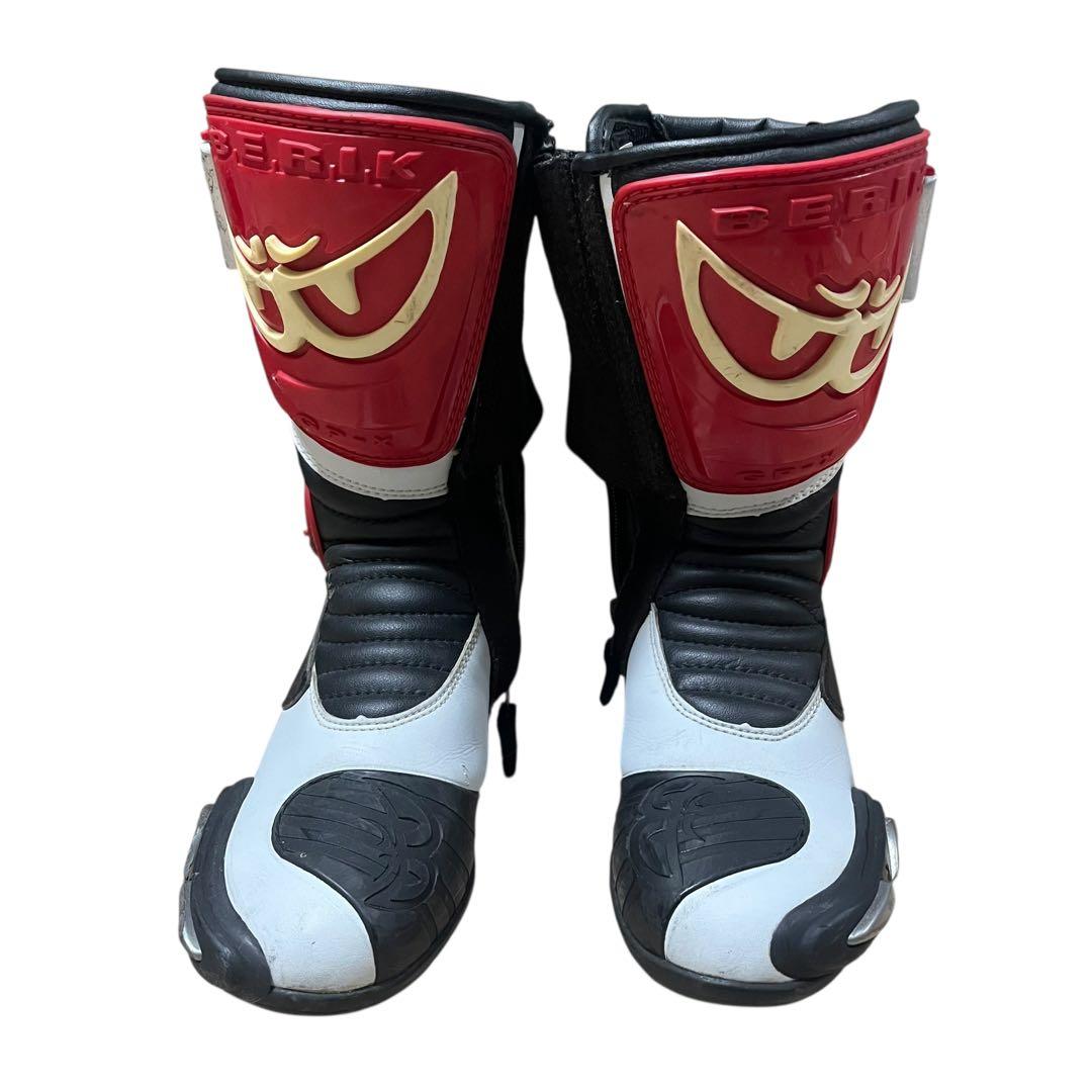 【良品】BERIK バイク用ブーツ レッド／ブラック 40size