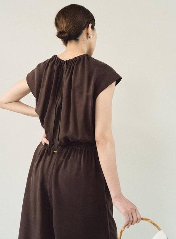 IENA キュプラギャザーネックオールインワン 38 新品タグ付き