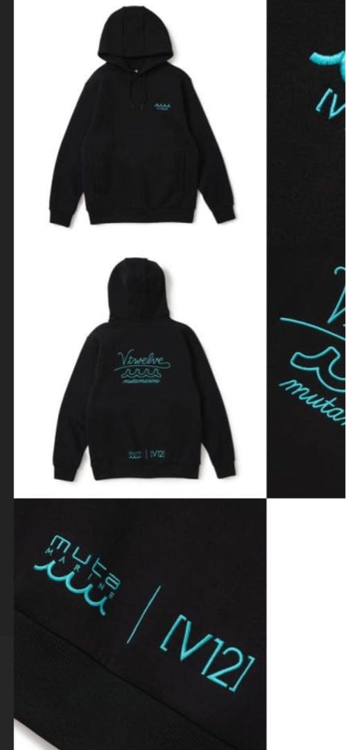 [V12] x muta ブラックフードセーター