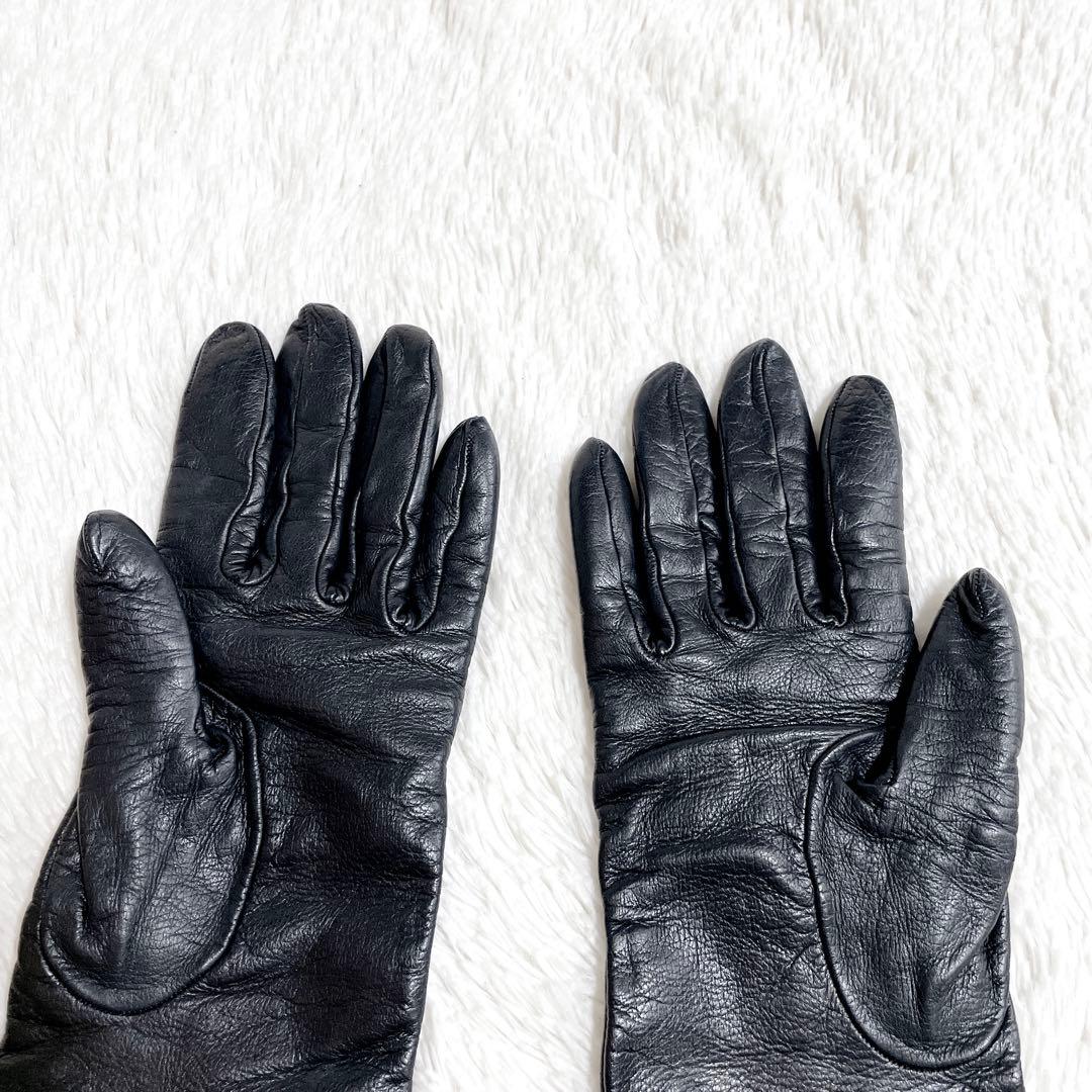希少 GUCCI グッチ スタッズ レザーグローブ ゴールド金具 本革 手袋