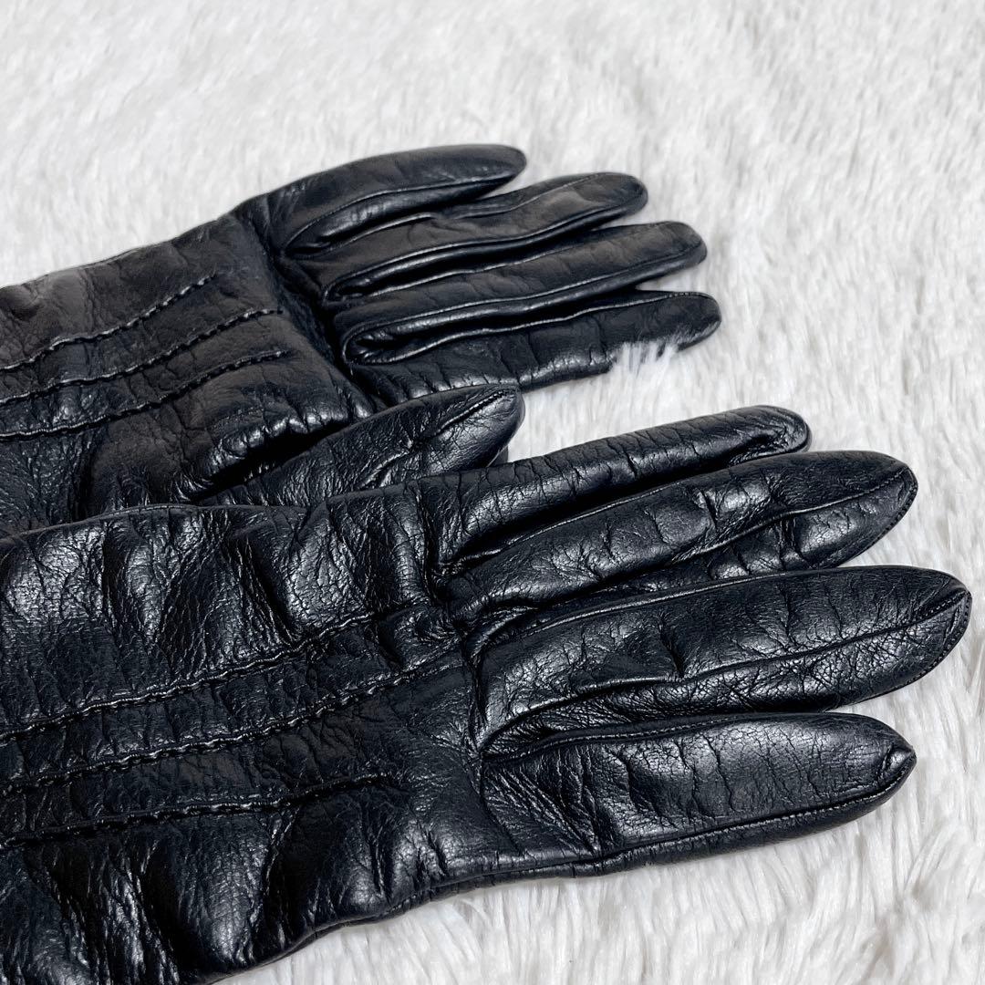 希少 GUCCI グッチ スタッズ レザーグローブ ゴールド金具 本革 手袋