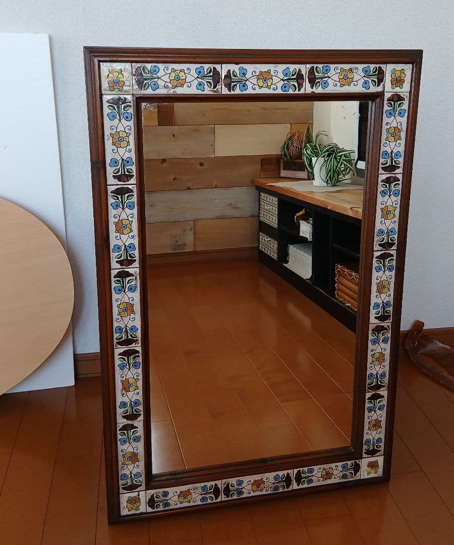 ヴィンテージ　ウォールミラー スペイン製 タイル 無垢 大