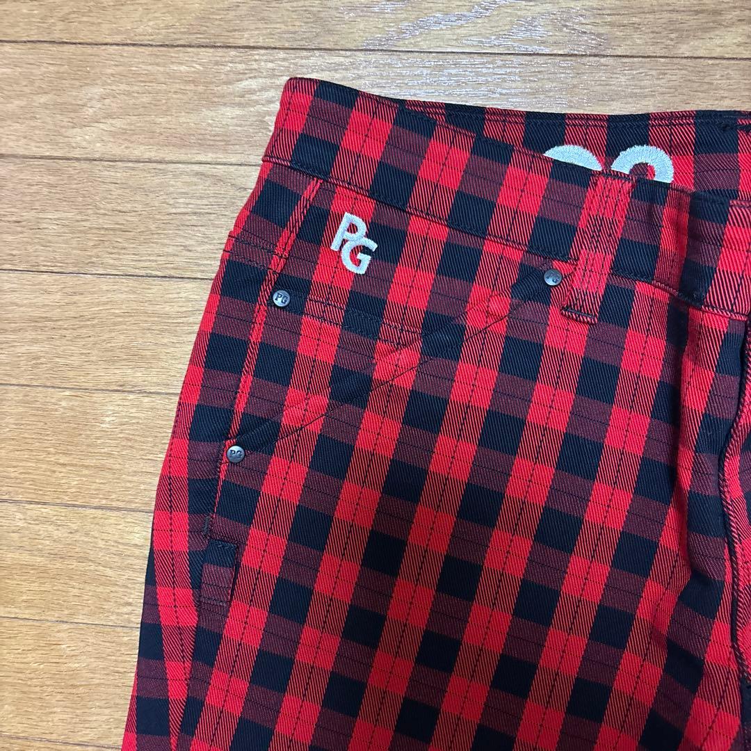 ☆新品☆パーリーゲーツPearlyGates赤黒チェックパンツM春秋