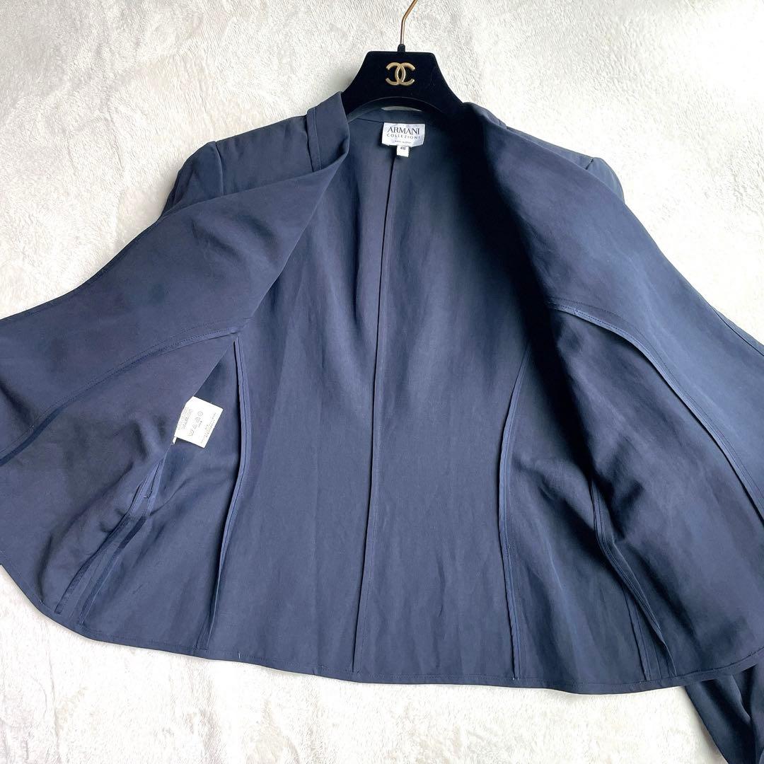 ARMANI COLLEZIONI リネン混 ネイビー スカート スーツ 48