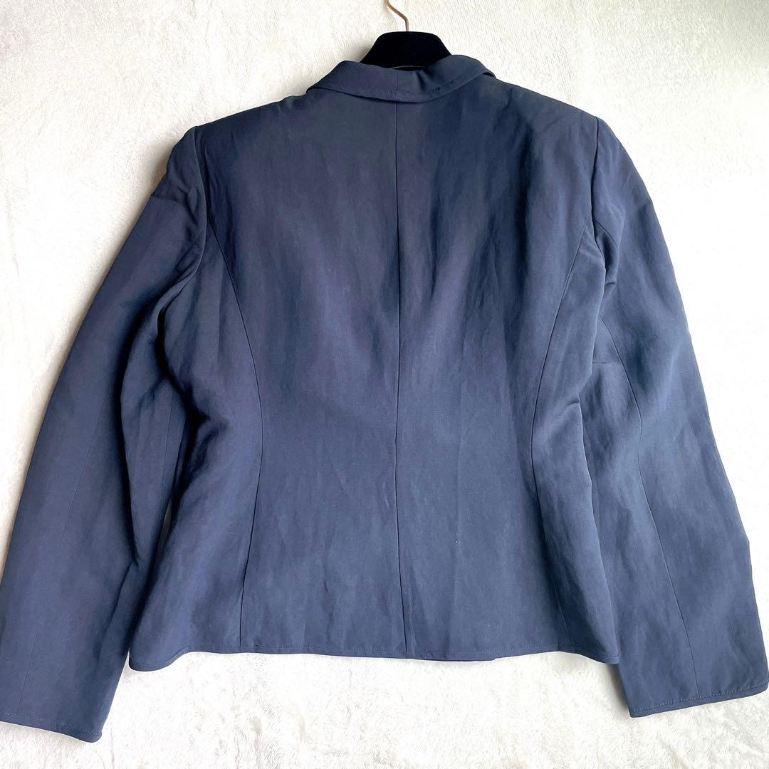 ARMANI COLLEZIONI リネン混 ネイビー スカート スーツ 48