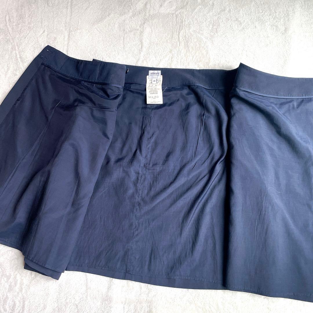 ARMANI COLLEZIONI リネン混 ネイビー スカート スーツ 48