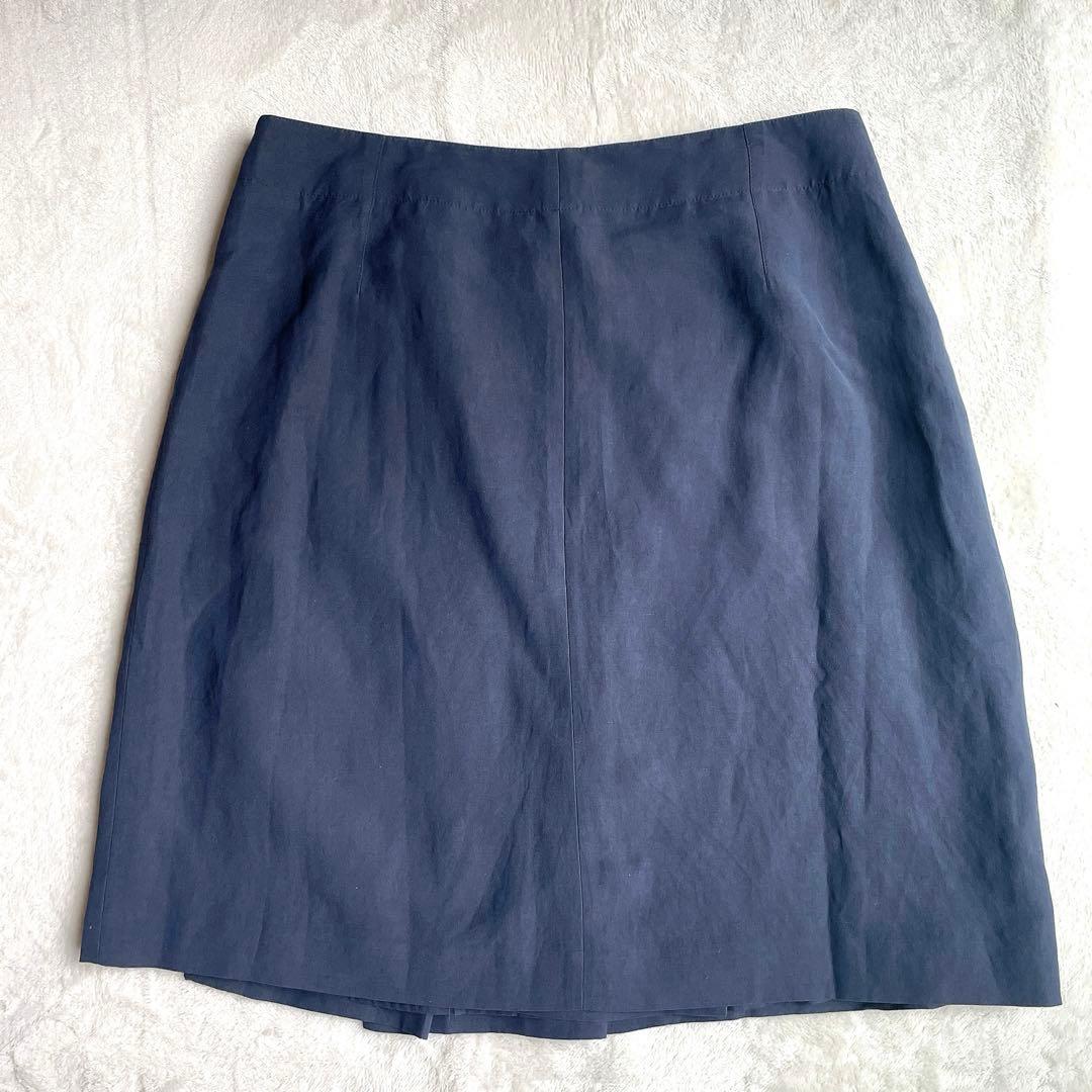 ARMANI COLLEZIONI リネン混 ネイビー スカート スーツ 48