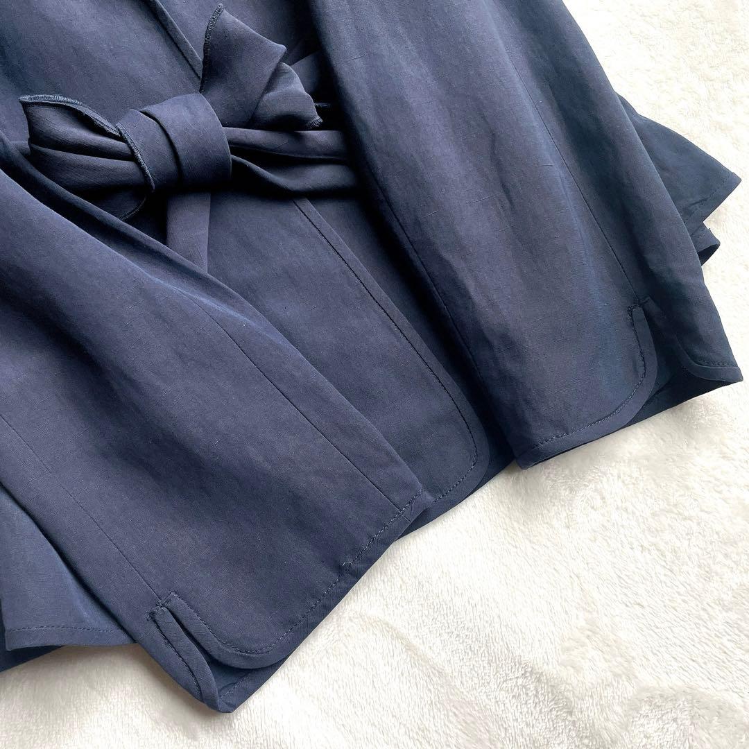 ARMANI COLLEZIONI リネン混 ネイビー スカート スーツ 48